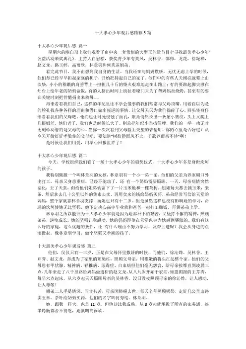 十大孝心少年观后感精彩5篇