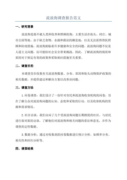 流浪狗调查报告范文