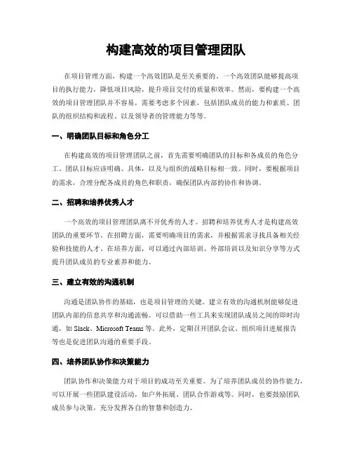 构建高效的项目管理团队