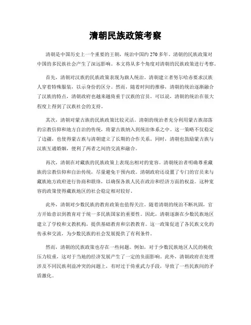 清朝民族政策考察