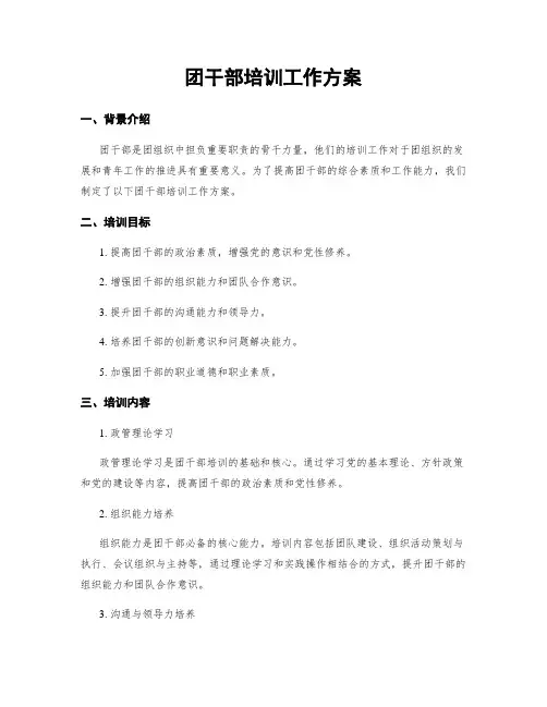 团干部培训工作方案