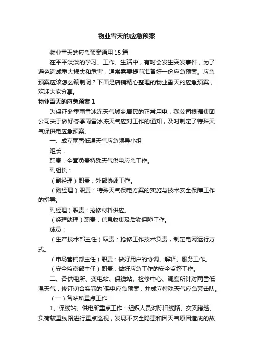 物业雪天的应急预案