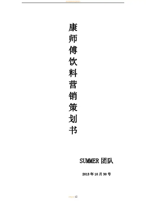 康师傅饮料营销策划书  Summer