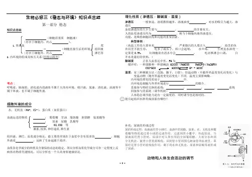 高中生物必修三知识点总结(填空形式)(可编辑修改word版)