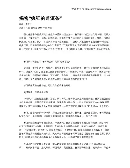 揭密“疯狂的普洱茶”