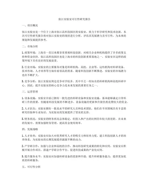 张江实验室可行性研究报告