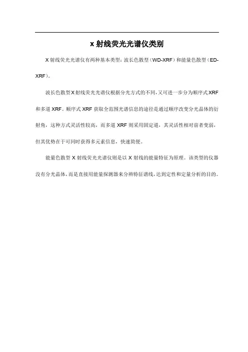 x射线荧光光谱仪类别