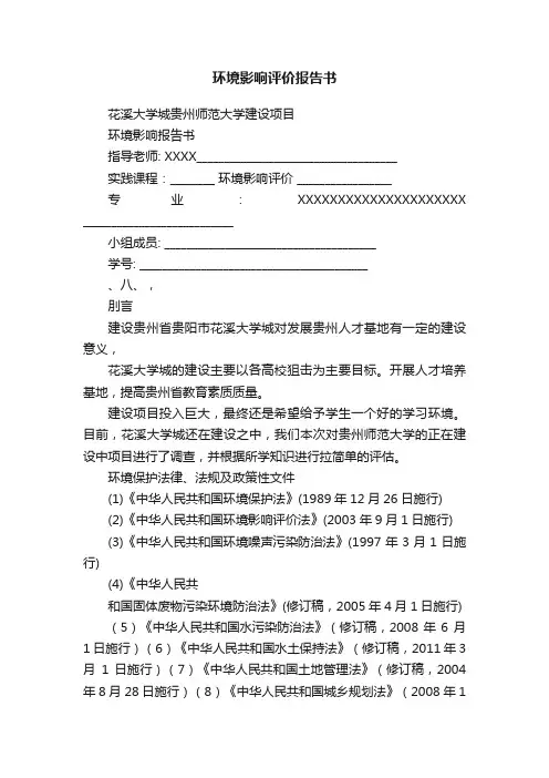 环境影响评价报告书