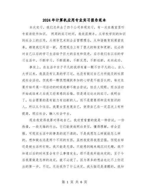 2024年计算机应用专业实习报告范本（2篇）
