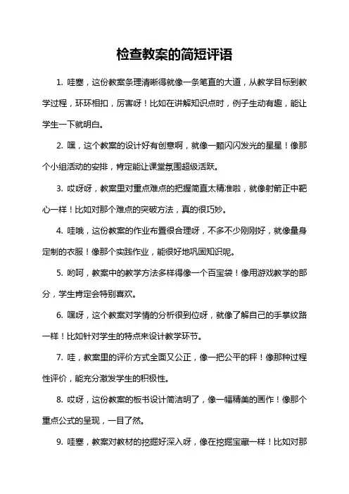 检查教案的简短评语