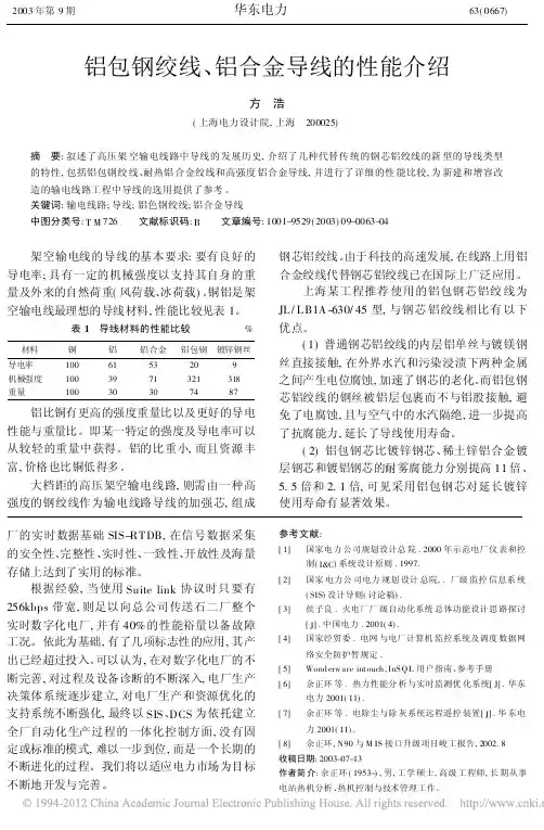 铝包钢绞线_铝合金导线的性能介绍