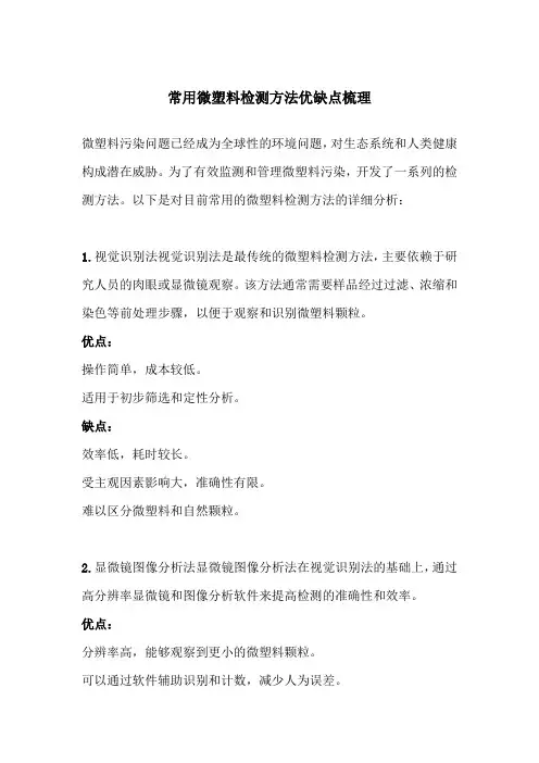 常用微塑料检测方法优缺点梳理