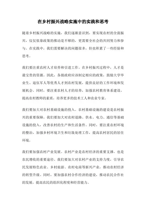 在乡村振兴战略实施中的实践和思考