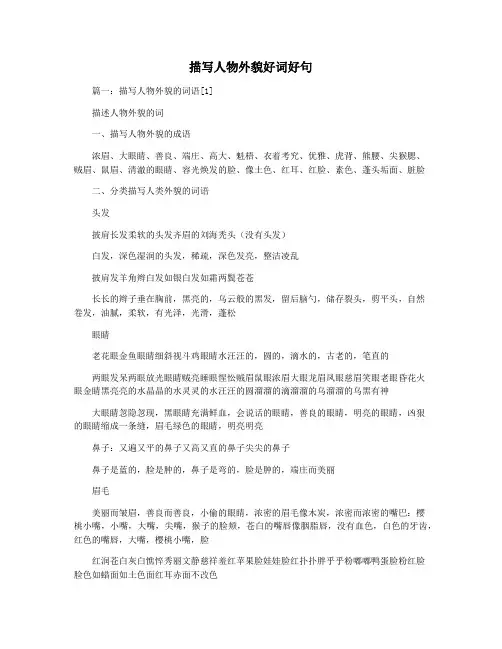 描写人物外貌好词好句