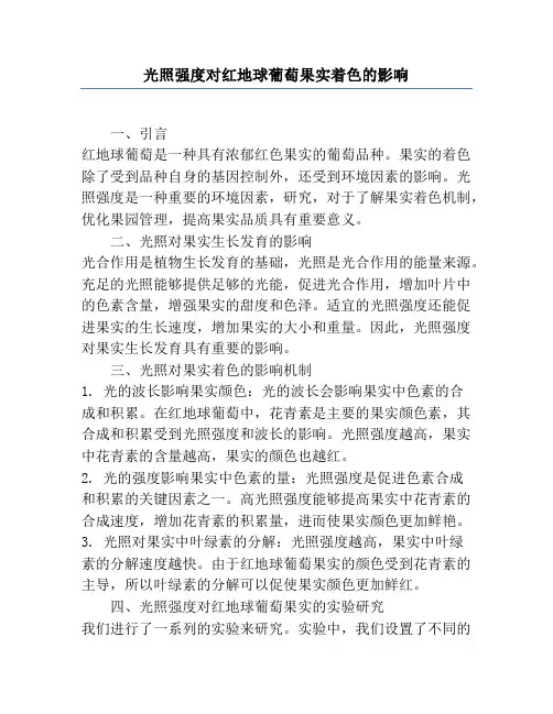 光照强度对红地球葡萄果实着色的影响