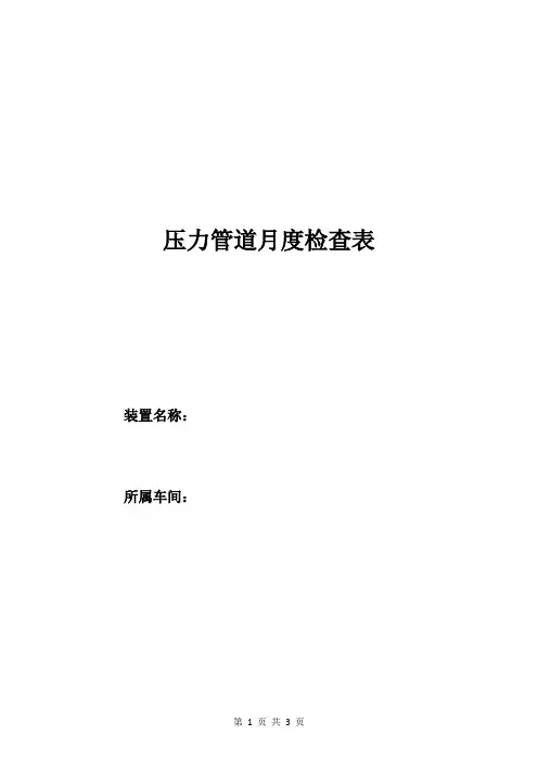 压力管道月度检查表