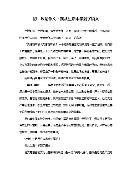 初一议论作文：我从生活中学到了语文