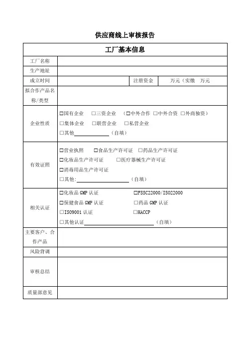 供应商线上审核报告格式