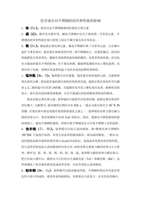 化学成分对不锈钢的组织和性能的影响