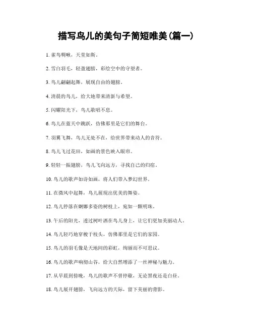 描写鸟儿的美句子简短唯美(精选2篇)