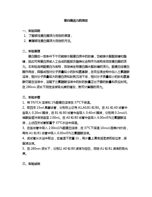 蛋白酶活力的测定