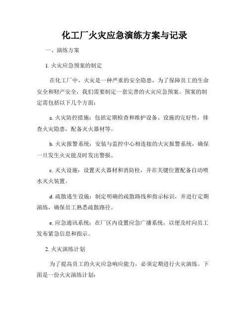 化工厂火灾应急演练方案与记录