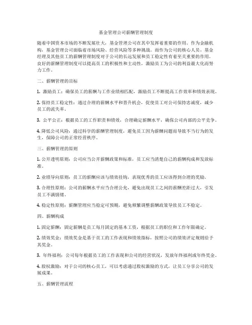 基金管理公司薪酬管理制度