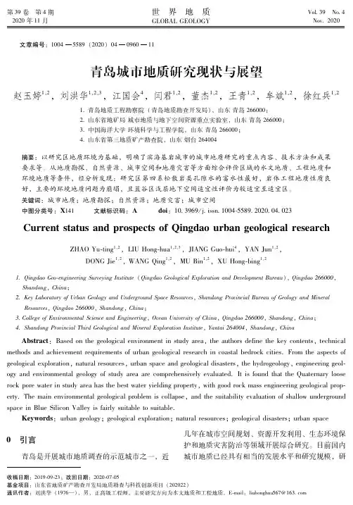 青岛城市地质研究现状与展望