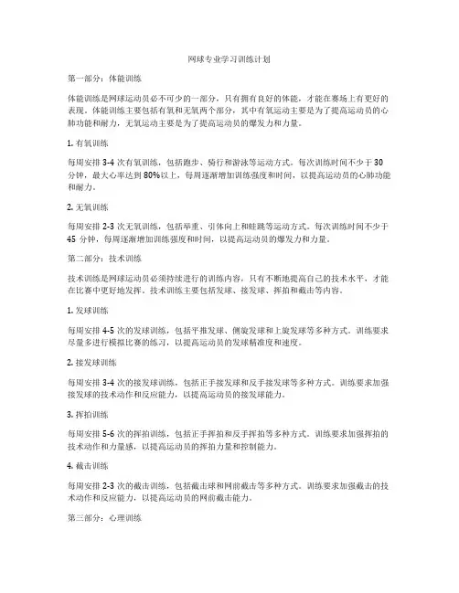 网球专业学习训练计划