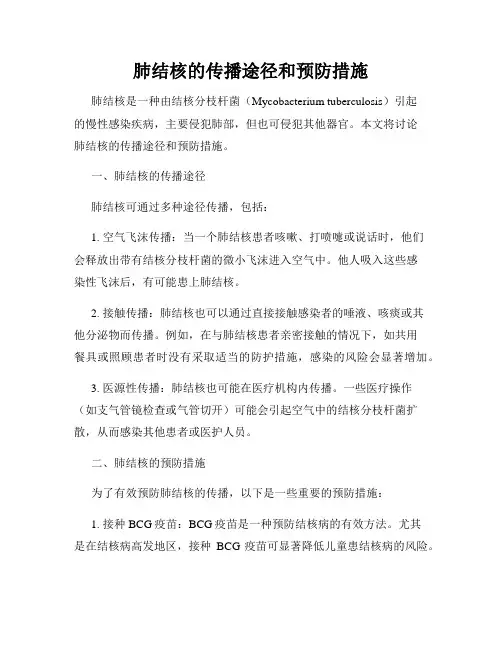 肺结核的传播途径和预防措施