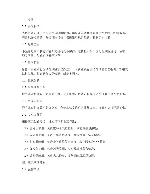 银行业流动性应急演练预案