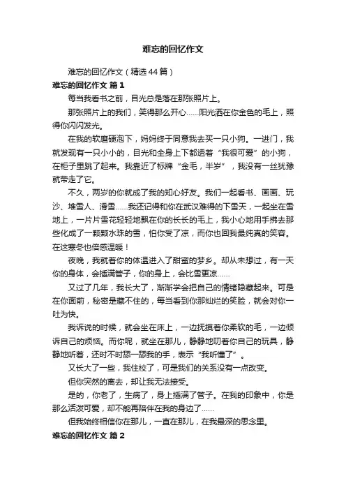 难忘的回忆作文