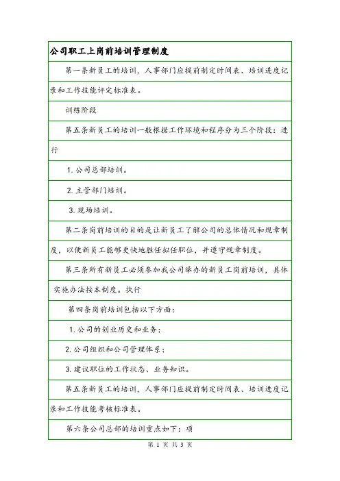 公司职工上岗前培训管理制度.doc