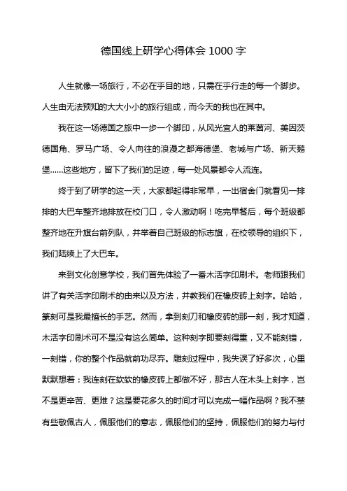德国线上研学心得体会1000字