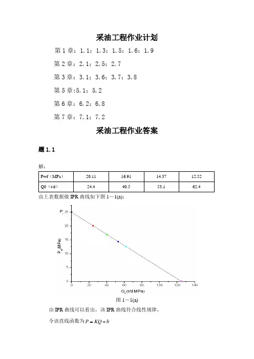 中国石油大学 采油工程作业答案