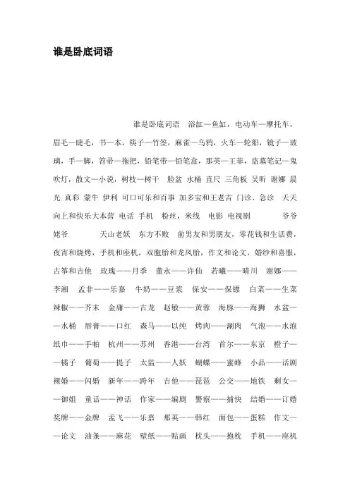 谁是卧底词语