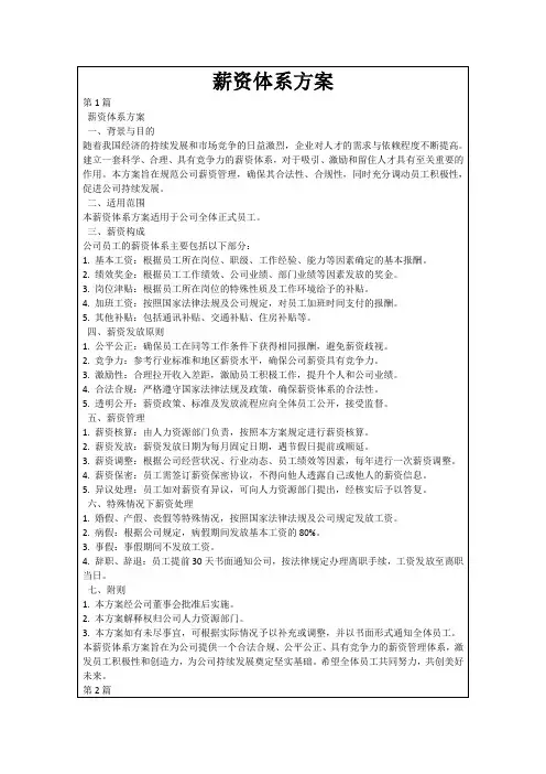 薪资体系方案