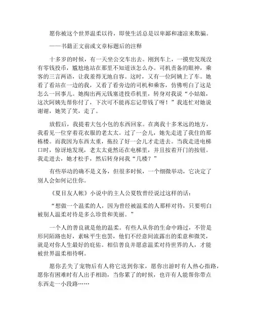愿你被这个世界温柔以待作文600字