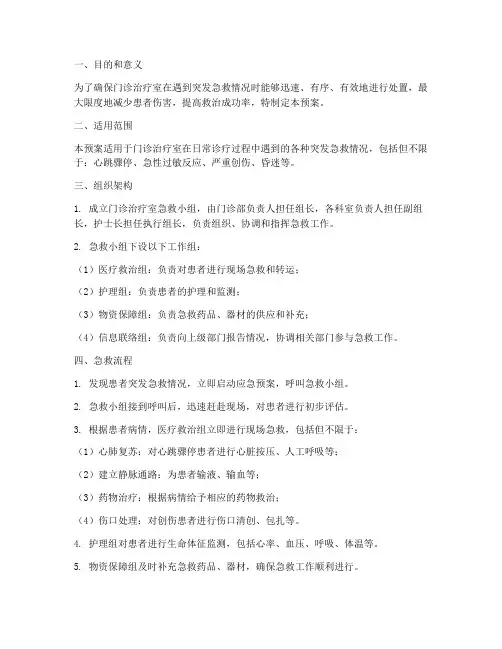 门诊治疗室急救应急预案