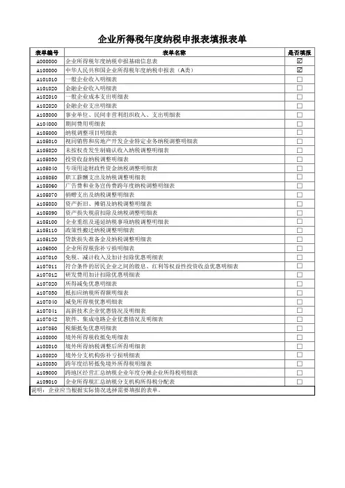 企业所得税年度纳税申报表(A类2021年修订版)
