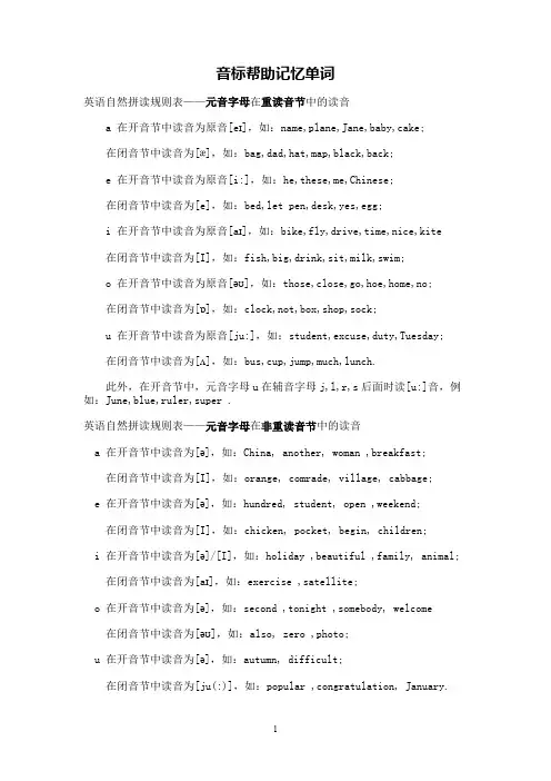 英语音标拼读规则表(超全)