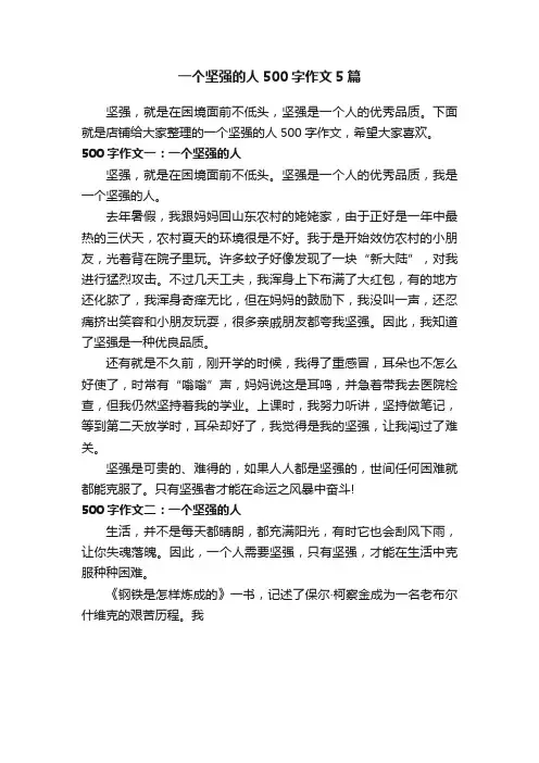 一个坚强的人500字作文5篇