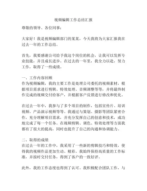 视频编辑工作总结汇报