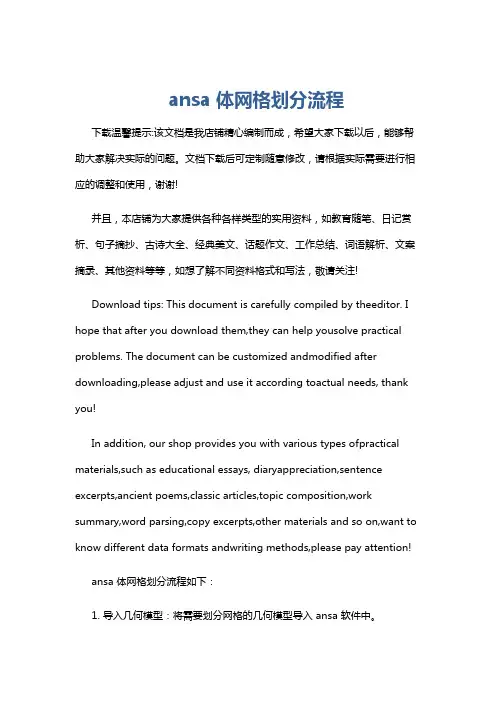 ansa 体网格划分流程