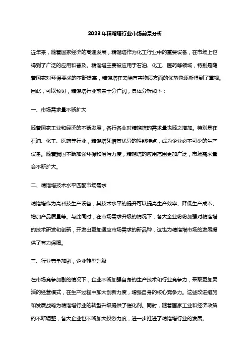 2023年精馏塔行业市场前景分析