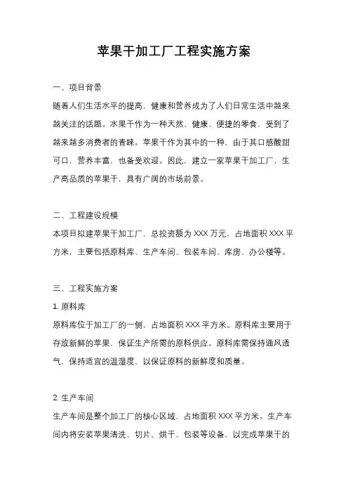 苹果干加工厂工程实施方案