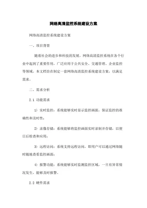 网络高清监控系统建设方案