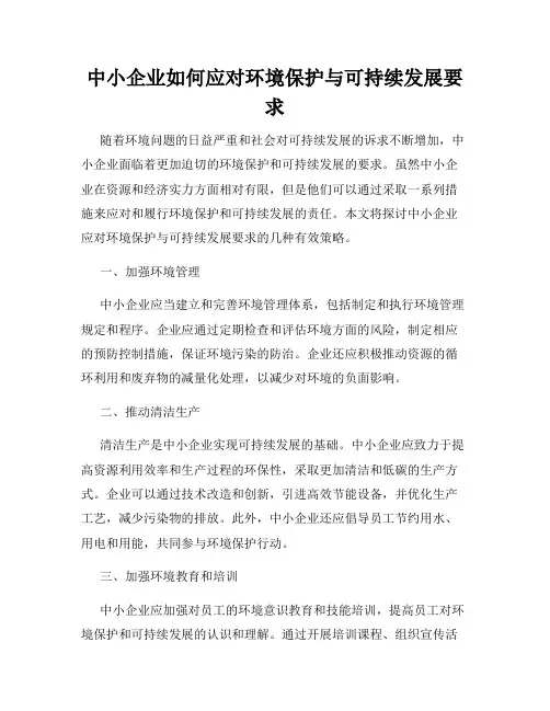 中小企业如何应对环境保护与可持续发展要求
