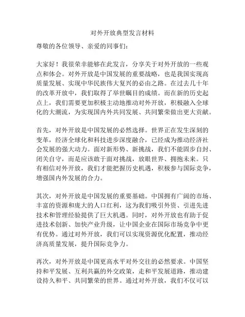 对外开放典型发言材料