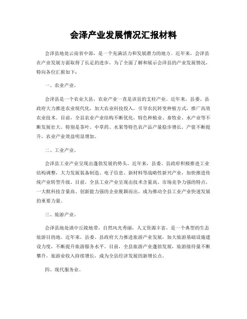 会泽产业发展情况汇报材料